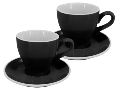 Image de Lot de 2 pièces - Tasse à latte avec soucoupe Milano, 220 ml, noir