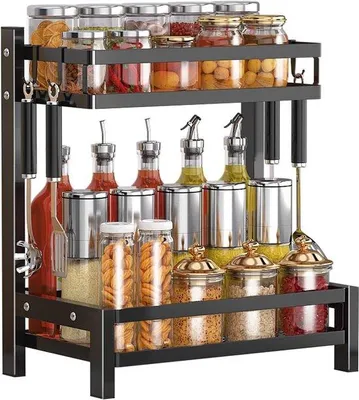 Produktbild von Famanu Zwei-Etagen-Kruidenorganizer - Schwarze Küchenorganizer