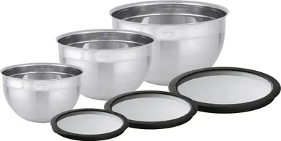 Produktbild von RÖSLE Schüssel-Set 3-tlg. mit Frischhaltedeckeln aus Glas (Ø 16, 20 und 24 cm)