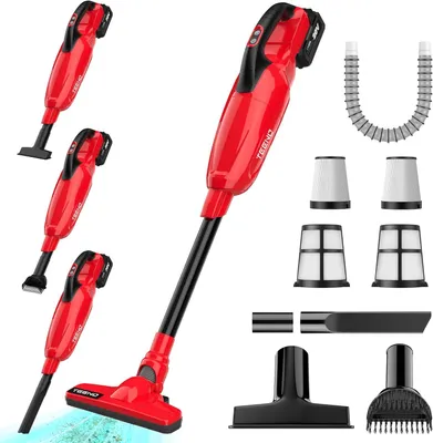 Produktbild von TEENO Kabelloser Akku-Staubsauger, 2-in-1 für Nass und Trocken, 20V Abnehmbarer Akku, 13 kPa Saugkraft, 1.83 m³/min Luftstrom, mit 8 Zubehörteilen, Le