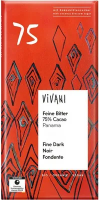 Produktbild von Vivani Feine Bitter Schokolade 75% Cacao Panama mit Kokosblütenzucker - - 80g x 10 - 10er Pack VPE