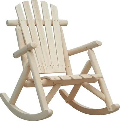 Produktbild von Outsunny Schaukelstuhl Schwingsessel Gartenstuhl Schaukel Stuhl Tannenholz Natur