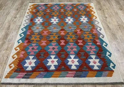 Produktbild von Teppich KELIM ORIGINAL | Farbe: Multi; Größe: 130x171 cm | strapazierfähig und leicht zu reinigen | Wohnzimmer | Schlafzimmer