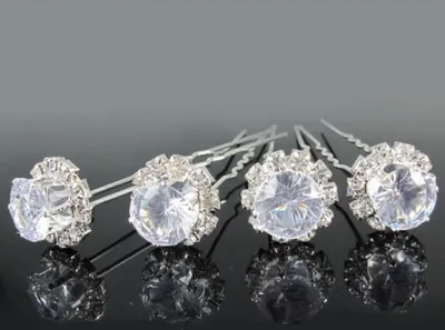 Produktbild von 4 großer Strass Stein Haarnadeln Braut Kommunion Hochzeit Haarschmuck