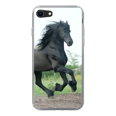 Produktbild von MuchoWow® Handyhülle Schutzhülle Hülle für iPhone 8 Pferd - Schwarz - Natur Silikon Softcase Handy Hülle - Schutzhaube