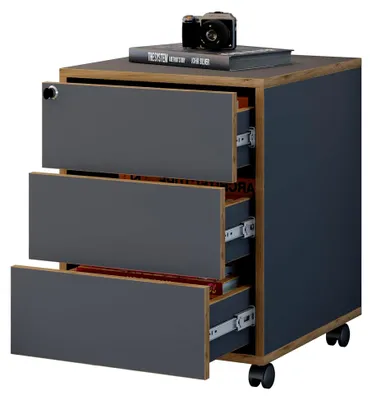 Produktbild von Rollcontainer | Beistellcontainer mit drei Schubladen | Maße ca. H. 50 x B. 39 x T. 45 cm | Bürocontainer abschließbar