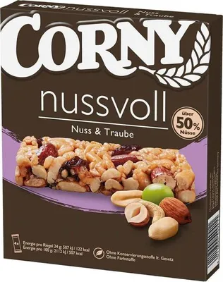 Produktbild von Corny Nussvoll Nuss & Traube Müsliriegel, 4x24g