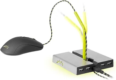 Produktbild von Xtrfy B1 Mouse Bungee LED (silber, LED-Beleuchtung, integrierter USB-Hub)