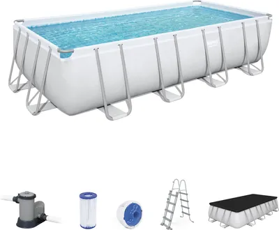Produktbild von BESTWAY 56465 Power Steel Swimmingpool eckig Filter Leiter Cover 549x274x122cm