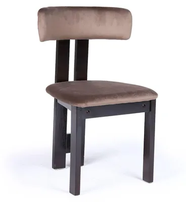 Image de MENZZO Chaise de salle à manger design Ceriz Bois foncé et Velours Marron