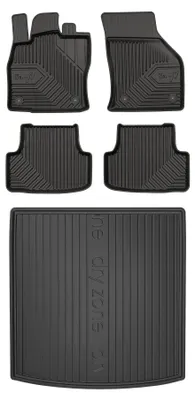 Image de Tapis en caoutchouc + bac de coffre pour Volkswagen Golf VII 2012-2020 (break, plancher haut) – 5 pièces, noirs, sur mesure