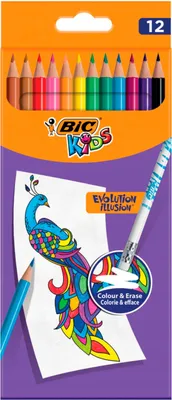 Image de Bic 9878681 BIC KIDS crayon de couleur EVOLUTION ILLUSION, effaçable, étui de 12 pièces