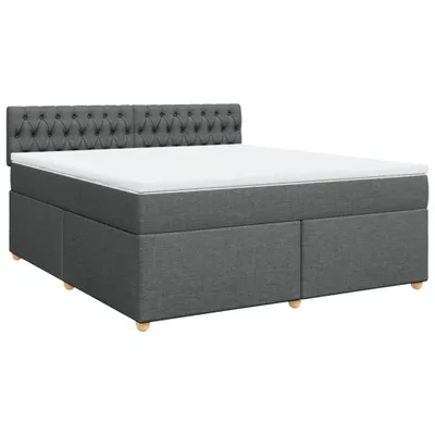 Image de vidaXL Lit boxspring avec matelas gris foncé 180x200 cm Tissu