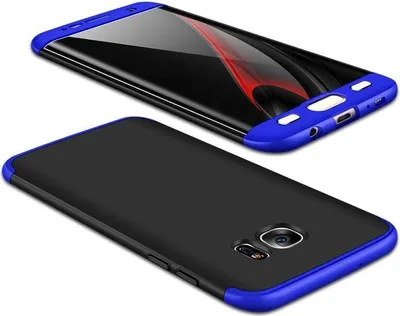 Produktbild von Hülle für Samsung Galaxy S7 edge 360 Grad Schutz mit Displayglas Schutzglas Bumper Cover Galaxy S7 edge Farbe: Schwarz, Blau