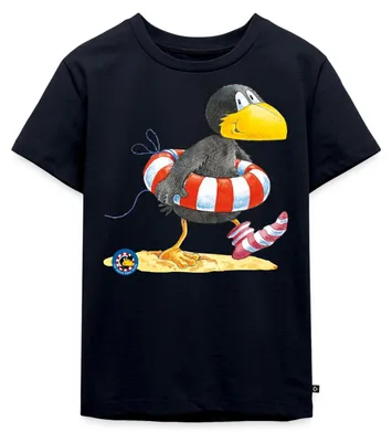 Produktbild von Spreadshirt Der kleine Rabe Socke mit Schwimmreifen Kinder Premium T-Shirt, 98/104 (2 Jahre), Navy