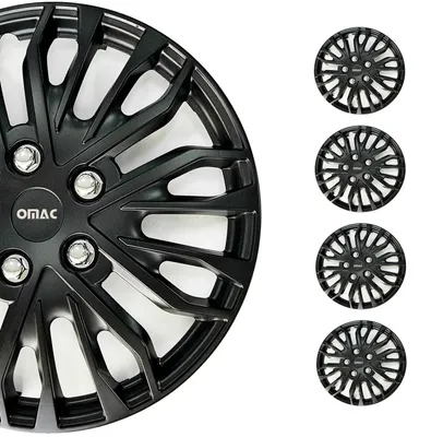 Produktbild von 17 Zoll Radkappen Universal Radzierblenden Matte Schwarz ABS 4 Stück Radblenden
