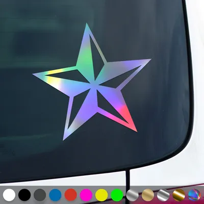 Produktbild von PantherPixel Stern Aufkleber Nautischer Kompass Seefahrt Sticker Auto Geschenkidee Farbe Oilslick-Hologramm