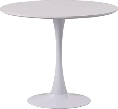Immagine prodotto di Tavolo rotondo Ø90 cm con piano in legno e struttura centrale in metallo - moderno, elegante e versatile per cucina, soggiorno e ufficio - ORLANDO - Bianco
