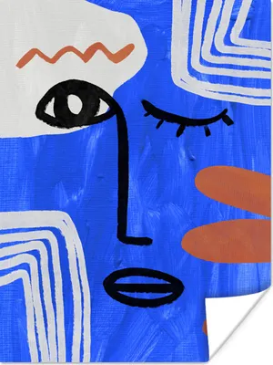 Produktbild von MuchoWow® Poster Gesicht - Blau - Design 120x160 cm - Wandbilder