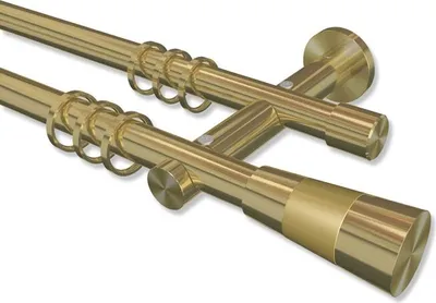 Produktbild von Interdeco Gardinenstange, Vorhangstange Messing-Optik Modell Platon Tanara, 20 mm Ø 2-läufig, 540 cm (geteilt)