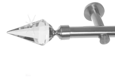 Produktbild von Edelstahl Look Gardinenstange 20mm Wandträger 1-läufig Kristall Spitze, Länge wählbar H31 E37 R