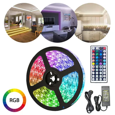 Immagine prodotto di Yakimz 5M LED striscia luminosa striscia luminosa LED catena luminosa RGB striscia luminosa LED striscia luminosa cambio colore 30LEDs IP20 con 44 pulsanti telecomando