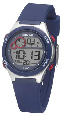 Produktbild von SINAR Jugenduhr Armbanduhr Digital Quarz Jungen Silikonband XF-68-2 Blau rot