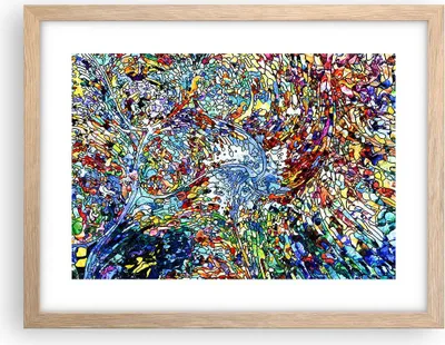 Produktbild von Gerahmtes Poster - Rahmen in heller Eiche - Abstraktion modern - 40x30 cm - Wand Bild - Wanddeko - Wandbilder - Wandposter - Bilderrahmen - Bilder - Kunstdruck - Wandbild - P2NAA40x30-4045