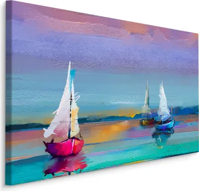 Zdjęcie produktu dla Obraz do salonu żaglówki morze abstrakcja Dekoracja z modnym efektem 3D 70x50cm