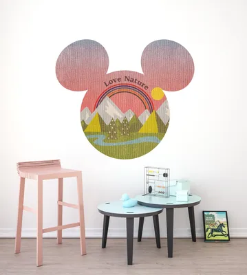 Produktbild von Komar Vlies Fototapete rund und selbstklebend "Mickey Head Summer Hike" - Größe: 127 x 127 cm (Breite x Höhe) - 1 Stück