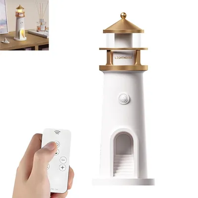 Produktbild von Leuchtturm LED Nachtlicht & Mondprojektor, Deko Lampe für Kinder & Erwachsene, mit Fernbedienung, 72×242 mm, Schlafzimmer & Wohnzimmer