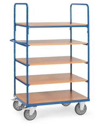 Produktbild von Fetra - Etagenwagen - 1.800 x 709 x 1.169 mm (HxBxT) - 5 Böden - Traglast 600 kg