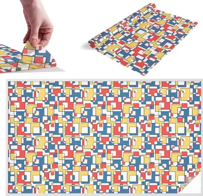 Zdjęcie produktu dla Folia witrażowa do okien - 116x200 cm - Folia witrażowa, dekoracyjna i nieprzezroczysta - Samoprzylepna folia dekoracyjna do szkła w witrażowy wzór - Ochrona UV, łatwa w montażu, dekoracja okien - Geometryczne kształty
