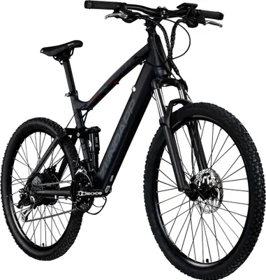 A black and red Zündapp electric mountain bike is shown against a white background.