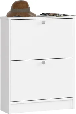 Immagine prodotto di Armadio per scarpe 60 cm con porte pieghevoli Bianco, contenitore e porta scarpe per 6 paia di scarpe