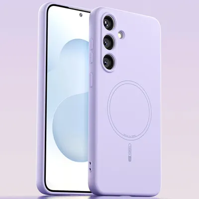Image de Etui magnétique pour Samsung Galaxy S25+, compatible MagSafe, silicone liquide, résistant aux chocs et aux rayures Violet