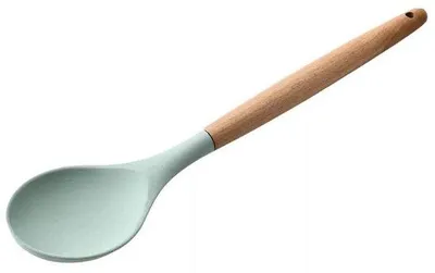 Produktbild von Silikon-Spatel mit Holzgriff, 32 cm, grün, robust, langlebig, Kochlöffel für Braten, Rühren und Mischen