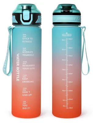 Image de Bouteille de sport - 1000 ml - Couleur bleu et orange