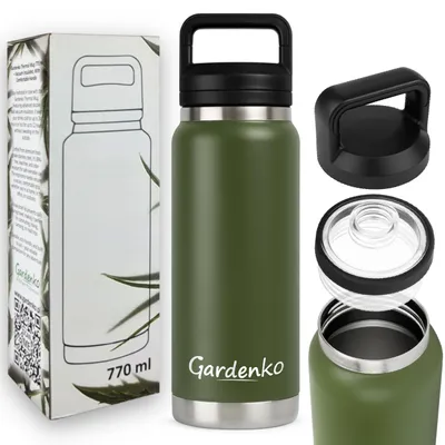 Image de Gardenko Gourde isotherme 770ml bouteille inox réutilisable thermos eau café thé sport voyage randonnée bureau étanche sans BPA acier inoxydable