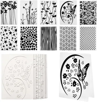 Imagen del producto de Juego de plantillas para estampado, transparentes, 10 unidades, 15 x 10,5 cm, para manualidades