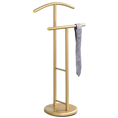 Produktbild von Herrendiener LAURENZ Stummer Damen Diener Kleiderständer Kleiderstange mit Hosenbügel, gold lackiert