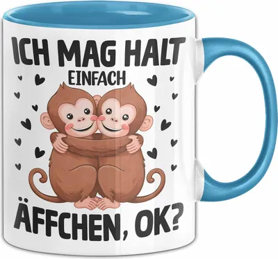 Produktbild von Ich Mag Halt Äffchen Mädchen Affe Tasse (Blau)