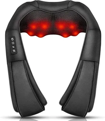 Productafbeelding van Nekmassageapparaat met Warmte - Schouder Rug Massage - Spierontspanning Bevorderen - 4 Kneedknopen - 40 x 18 x 18 cm
