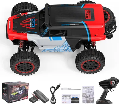Produktbild von Ferngesteuertes Auto - 1:16 RC Truck - 40 km/h - 4x4 Offroad - 2,4 GHz - LED-Scheinwerfer - Lithium-Akku - Rot