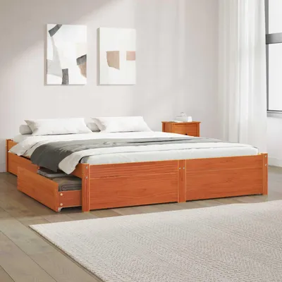 Obrázek produktu pro Maison Exclusive – Rám postele, barva voskově hnědá, rozměry 120 x 200 cm, masivní borové dřevo