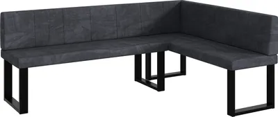 Produktbild von MEBLINI Eckbank für Esszimmer - Küchenbank - Essecke - Sitzecke Küche - PETER - U-Beine 142x196x87cm Rechts - Dunkelgrau Samt
