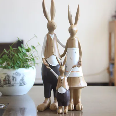 Produktbild von Statue Familienhase aus Harz Gartendekoration