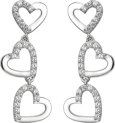 Produktbild von JOBO Ohrhänger Herzen 925 Silber 52 Zirkonia Ohrringe