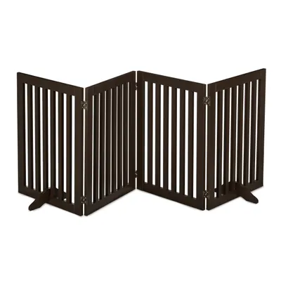 Image de Barrière de sécurité Relaxdays, barrière autoportante, H x L : 70 x 206 cm, avec pieds, barrière pliable pour chien, marron