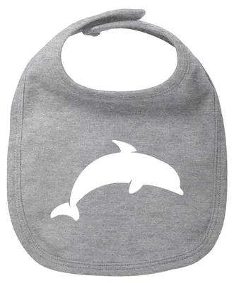 Produktbild von Huuraa Baby Lätzchen Delfin Silhouette Heather Grey Klettverschluss Baumwolle Latz Geschenkidee